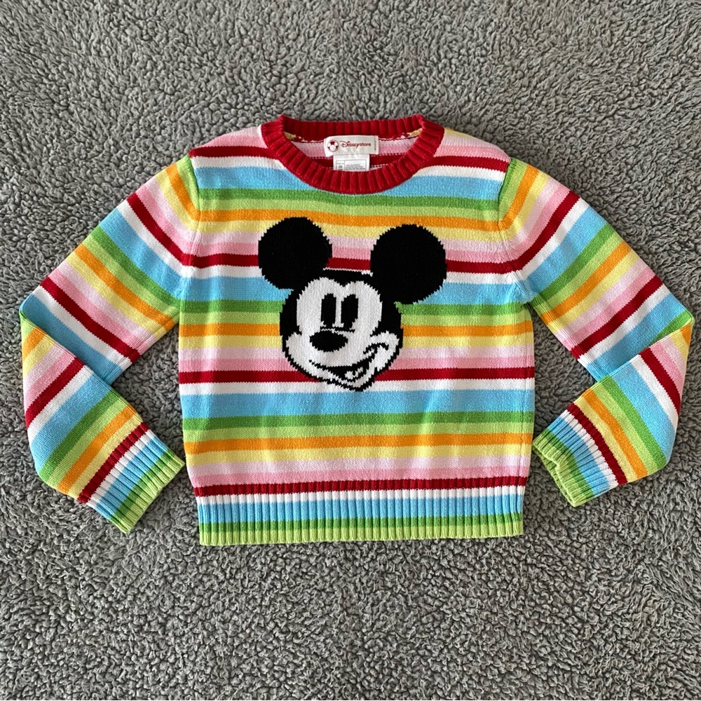 Disney Store Mickey Mouse Sweater Kids Size 5/6 Small Rainbow
